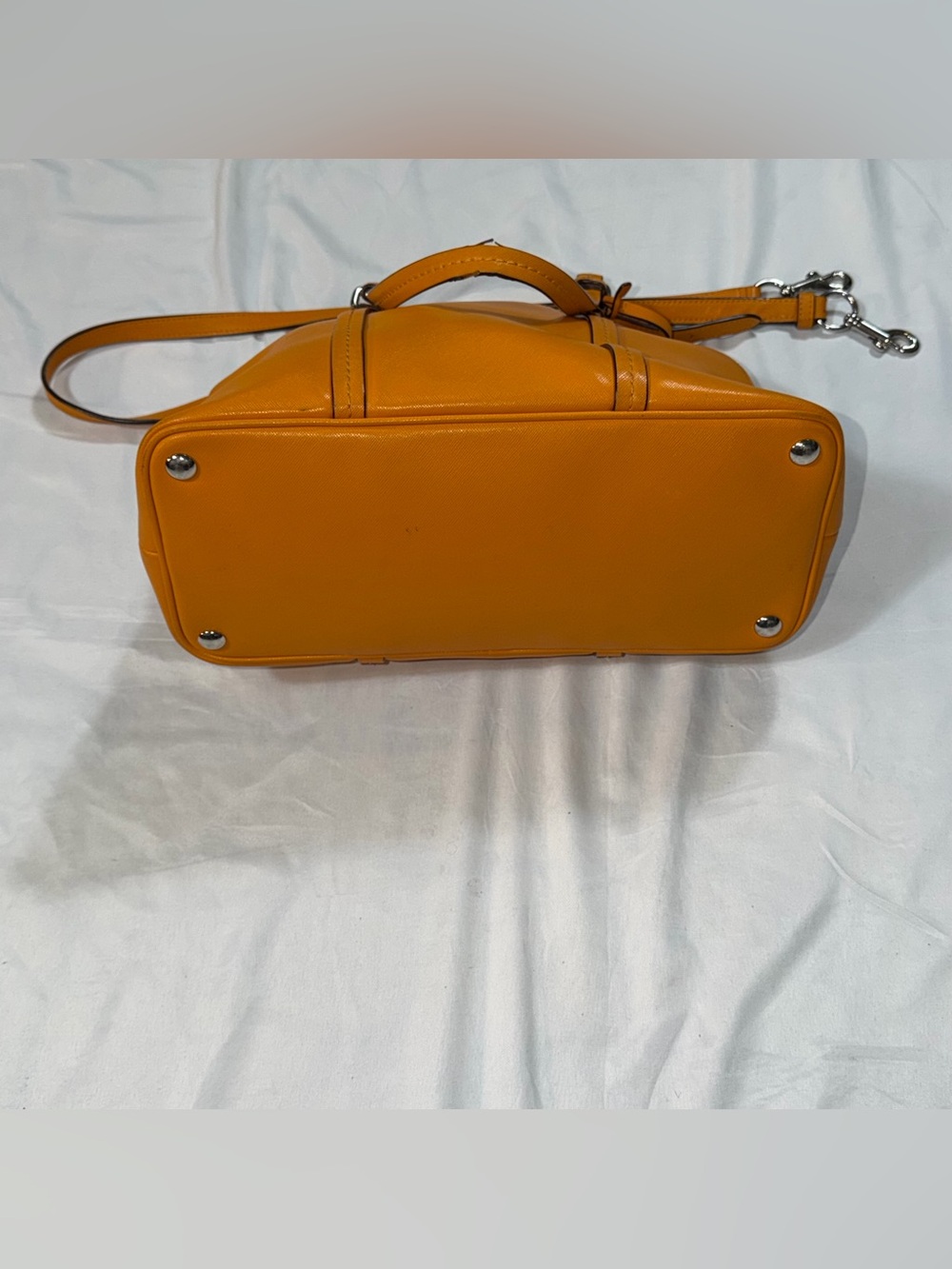 Coach Peyton Cora Domed Satchel Orange Saffiano Leather Crossbody Bag F25671 - Picture 16 of 16